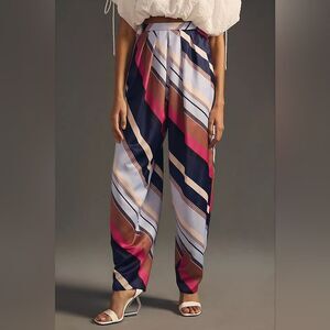NWT Anthropologie Maeve Satin Striped Balloon Pants